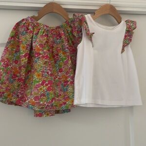 JACADI Girls Liberty Fabric Top and Skirt Set